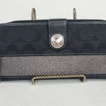 Coach  Legacy Signature Stripe Snap Front And Zip Around Wallet‎ Black Silver Photo 0