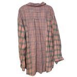 We The Free  100% Cotton Pink Oversized Distressed Flannel Shirt Size Large Photo 2