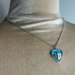 Abalone penguin heart silver tone necklace Photo 6