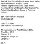 Reebok Shirt Size Medium Ragnar Napa Valley Relay Activewear Athletic T-Shirt Photo 10