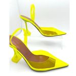 Amina Muaddi NEON YELLOW PVC HOLLI SLING PARTY HEELS size 37 Photo 8
