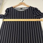 Ann Taylor  Blouse Top Womens Medium Petite Navy Blue White Striped Puff Sleeve Photo 9
