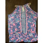 Lilly Pulitzer  Gold Chain Collar Women's Sleeveless Top Xl Tank Top Photo 8
