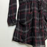 ALC Frank ALC Simona Plaid Long Sleeve Mini Shirt Silk Dress Black 4 Photo 9