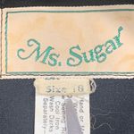 Vintage 80s Striped Sheer Blouse Black Belted Waist Mandarin Collar Metallic Size L Photo 8