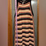 Free People Retro Ruby Striped Multicolor Crocheted Midi Sweater Dress-S Photo 5