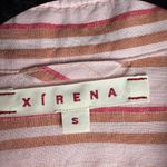 Xirena Striped Button Down Shirt Pink Gold Metallic Size Sm Boho Coastal Preppy Photo 2