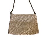 FALOR WOVEN NATURAL TAUPE LEATHER DETACHABLE CROSSBODY "LONDRA" BAG Tan Photo 2