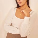 Reformation  Vita Long Puff Balloon Cuff Sleeve Ribbed White Ivory Size Small S Photo 1