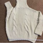 Turtleneck White Cable Knit Sweater Photo 3