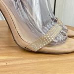 Anne Michelle  Enzo Rhinestone Faux Suede Strappy Heels Tan Open‎ Toe 7.5 Photo 7