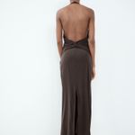 ZARA  Elegant Brown Halter Maxi Dress maxi stretchy Casual Photo 6