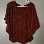Timeson Women’s Batwing Dolman Sleeve Tunic Top Small Brown Marled Knit Red Photo 0