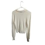 ZARA Top Womens Large White Sheer Knit Polo Cropped Long Sleeve Textured Photo 3