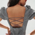 ZARA  Gingham Puff Sleeve Mini Dress black and white size large Photo 6