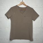 FIGS Women's Tan Short Sleeve V-Neck Catarina Three-Pocket Scrub Top Size XS Photo 0