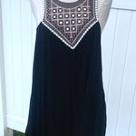 Umgee  Tank Top Small Black Crepe Embroidered Mirrored Accents‎ Photo 3