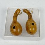 Handmade Natural Gourd Earrings – Rustic Boho Primitive Folk Art Jewelry Photo 3