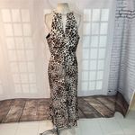 Vince Camuto  Multicolor Chain Halter Neck Leopard Satin Midi Dress Size 14 Photo 7