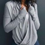 Zyia  Active Cream Light Grey Yoga Shawl XL Top Shirt Long Sleeve Crossover NWT Photo 2