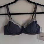 Forever 21 Blue and White Denim Lace Trim Swim Bra Photo 0