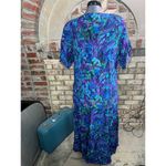 skirt set short sleeve Blouse swing skirt floral green blue purple Size L Photo 7