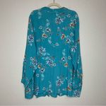 Woman Within  Blue Floral Button Down Shirt Photo 5