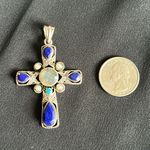 Nicky Butler NWOT labradorite & lapis lazuli cross pendant in 925 sterling Blue Photo 4
