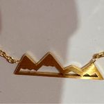Boutique NEW Yellow Gold Plated Snowy Mountain Bar Pendant Necklace,‎ 16-18” Photo 13