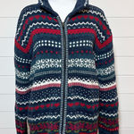Tiara International vintage Y2K stripes hearts snowflake zip up knit sweater XL Photo 0