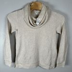NEW J CREW Funnelneck Sweatshirt Womens Medium Beige Wool Blend Cowl Pullover Tan Photo 0