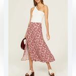 Reformation Zoe Red Floral Midi Skirt Photo 1