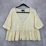 Urban Outfitters  Pink Ruffle Button Short Cropped Oversized Blouse Top S Small Photo 0