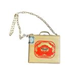 Vintage custom cigar box purse gold cross body chain shoulder strap 7” x 7.5” Tan Photo 0