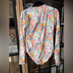 Mott50 one piece swimsuit rashguard Long Sleeve zip up colorful floral kelly Pink Size M Photo 3