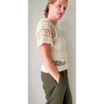 Vintage Boho Crocheted Top Cream Size Medium Handmade Cotton Soft girl Photo 7