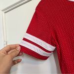 Disney  Parks Minnie Mouse mesh baseball jersey t-shirt red white stripe summer Photo 5