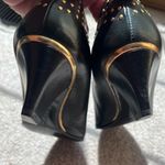 Vintage Italian Black Leather Studded Heels | 80s Minimal Chic Size 5.5 EU 35.5 Photo 6