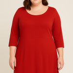 Talbots Red Faux Wrap Dress 3/4 Sleeve Wool Blend Size XL Classic Solid Pullover Photo 0