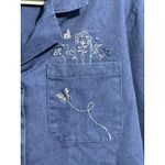 Bonworth Vintage Shacket XXL Blue Embroidered Birdhouse Floral Boho 3/4 Sleeves Photo 4