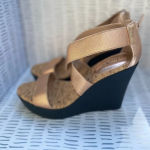 Charles David Charles by  Rose Gold Strappy Cork‎ Back Zip Wedges size 8 Photo 1