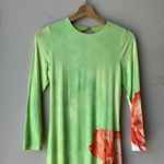 Alice + Olivia Delora Open Back Green Tulip Print 3/4 Sleeve Crew Maxi Dress 6 Photo 4