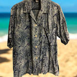 Nomadic‎ Traders Shirt Women’s Size S Button Up Short Sleeve Tropical Hawaiian Blue Photo 0