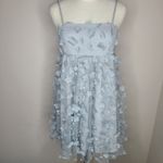 Storia  Monochromatic Gray Daisy Flower Baby Doll Mini Dress‎ Size Small Photo 1