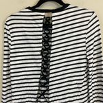 Pam & Gela  Striped Lace Up‎ Back Long Sleeve Tee Size M Black and White Photo 6