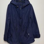 Giacca Navy Blue Hooded Anorak Jacket Quilted Lining Women's Size Small Photo 0