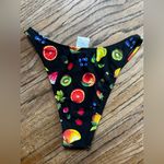 Wild Fable Women's Fruit Print Side-Tie High Leg Cheeky Bikini Bottom Black XS Photo 1
