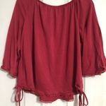 Linda Leal new‎ 3/4 sleeve detail fringe faux tie side’s women’s medium NWT boho Pink Photo 7