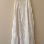 Elan  White Crochet Knit Bodice Crinkle Gauze Swim Cover Up Dress Size L Photo 1