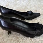 Karen Scott Black Leather Pumps Square Toe Heels Classic Bow Shoes Women 7 Photo 4